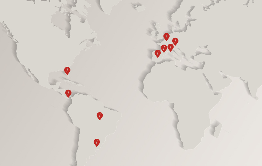 Mapa de países en los que se encuentra Andbank alrededor del mundo